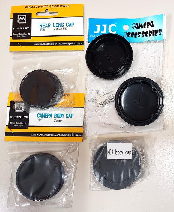 MARUMI-JJC-ALTRI COPERCHI CORPO CAMERA E POSTERIORE OTTICA NUOVI PLASTICA COMPATIBILI