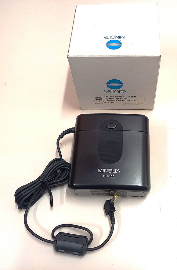 MINOLTA BH-100 BATTERY HOLDER CONTENITORE ALIMENTAZIONE ESTERNA PER 2  BATTERY PACK NP100 NON INCLUSE X MINOLTA DIMAGE 5-DIMAGE7-S302 NUOVO IMBALLO
