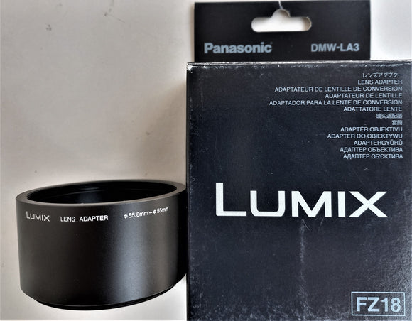 PANASONIC DMW-LA3 ADATTATORE ORIGINALE X AGGIUNTIVI OTTICI/LENTI/FILTRI X LUMIX DMC-FZ18-FZ-28 NUOVO IMBALLO