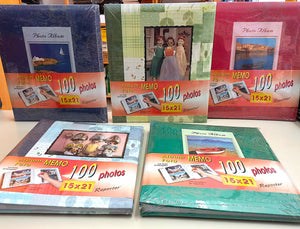 REPORTER 100 FOTO 15X21 ALBUM PORTAFOTO a TASCHE CON MEMO x Appunti 5 Pezzi VEDI FANTASIE