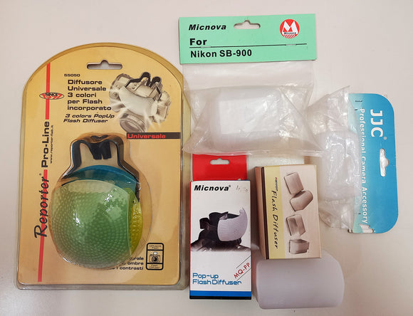 DIFFUSORI x FLASH AMATORIALI COMPATIBILI con Alcuni Modelli NUOVO - VARI MARCHI