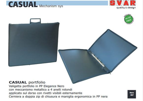 SVAR 35013087 MOD. CASUAL PORTFOLIO 35X50/4 30 NERO SENZA BUSTE INTERNE OPZIONALI con Maniglia