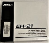 NIKON EH-21  2 in 1: Alimentatore a Rete e Caricabatterie per la batteria EN-EL1 Tempo di ricarica: circa due ore. NUOVO NITAL