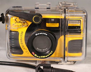 SEALIFE REEF MASTER CL SL520 COMPATTE ANALOGICHE 35mm MOTORE FLASH con Custodia SUB