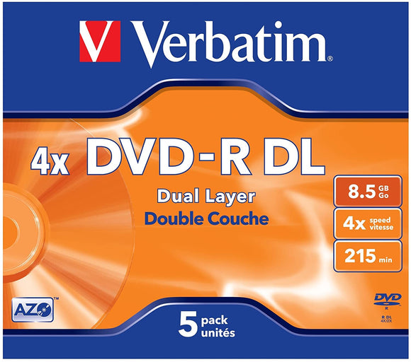VERBATIM DVD-R DL DOUBLE LAYER 4X 8,5 Gb. 215 Min. Confezione Singola