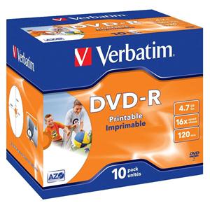 VERBATIM DVD-R 16X 4,7Gb.120 Min. PHOTO PRINTABLE Confezione Singola