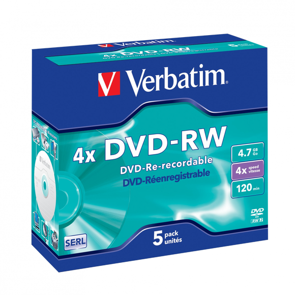 VERBATIM DVD-R RW Registrabili  4X 120 Min. 4,7Gb. Confezione Singola