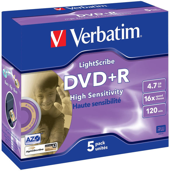 VERBATIM DVD+R  LIGHT SCRIBE HIGH SENSITIVITY 16X 4,7 Gb. 120 Min. Confezione Singola