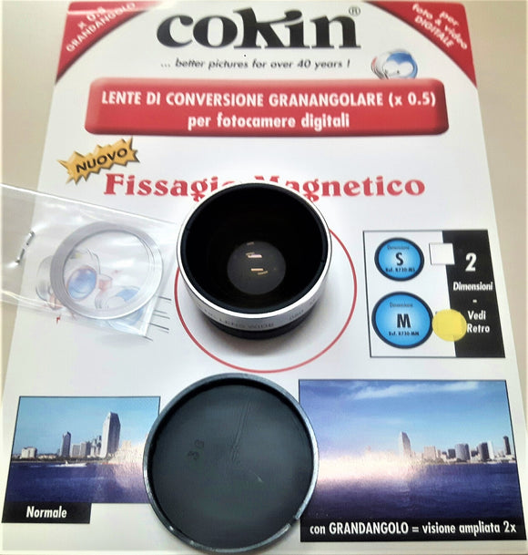 COKIN AGGIUNTIVI OTTICI WIDE 0,5X E TELE 2.0 X 20mm - 27mm NUOVI  FISSAGGIO MAGNETICO X COMPATTE-VIDEOCAMERE