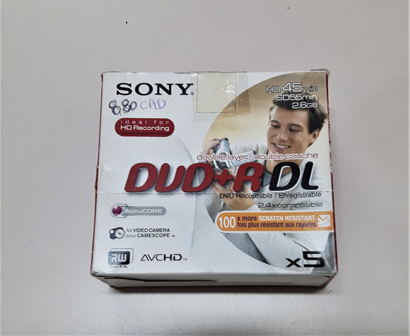 SONY DVD+R DL DOUBLE LAYER RW REGISTRABILI  HD45Min.SD 55Min.26GB Confezione Singola