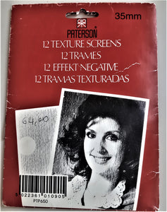 PATTERSON PTP650 35mm SET 12 TEXTURE SCREENS Retini di stampa 35mm 12 Effetti Tessuto diverso X Foto Bianco e Nero-Colori