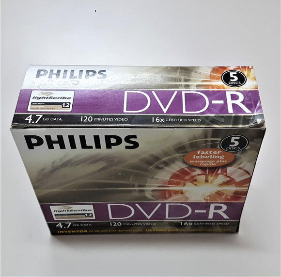 PHILIPHS DVD-R LIGHT SCRIBE 16X 4,7 Gb. 120 Min. Confezione Singola