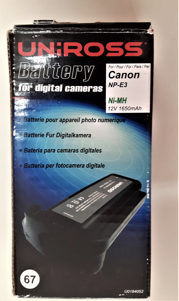 UNIROSS U0184052 CANON NP-E3 12V 1650mah Batteria Li-Ion x reflex digitali