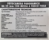 WIDE PIC PANORAMA ANALOGICA 35mm Ricaricabile OB.28mm FuocoFisso Slitta Flash Mirino Ampio Blocco scatto ed Ottica