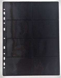 ZEP FOGLI PORTAFOTO 7x10-16F -10x10-12F- 10x30-4F  x Cartelle Fottex Cristal NERO Formato Buste 235x315mm Multifori Conf. 50 Fogli